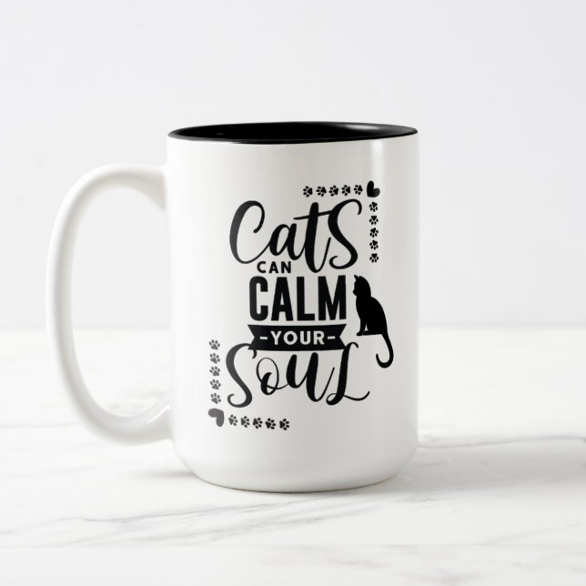 Taza Bicolor Los Gatos Cutos Pueden Calentar Tu Alma (Izquierda)