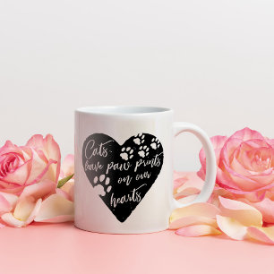 Taza Bicolor Los gatos dejan huellas de pata en nuestros corazo