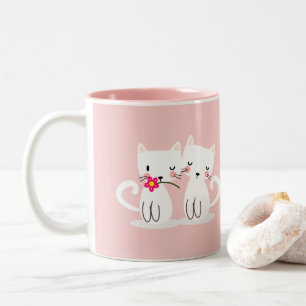 Taza Bicolor Los gatos dulces personalizaron día de San