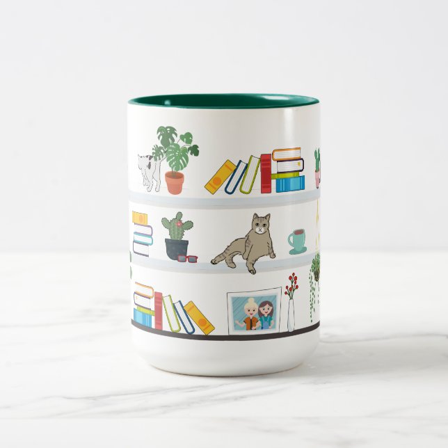 Taza Bicolor Los Gatos En La Librería (Centro)