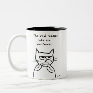 Taza Bicolor Los gatos están despiertos toda la noche - Gracio