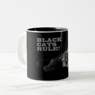 Taza Bicolor Los Gatos Negros Mandan - Dormilón Hola Oscuridad