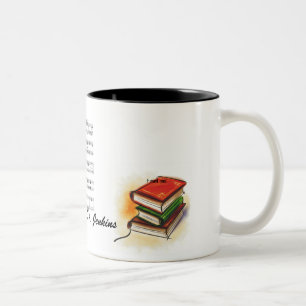 Taza Bicolor los libros, hoja de música, le quiero, leí,