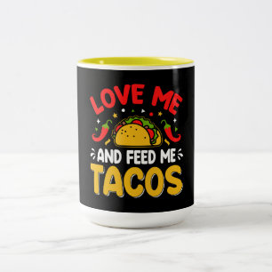 Taza Bicolor Los mexicanos me aman y me alimentan con tacos