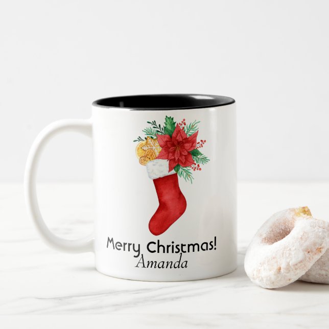 Taza Bicolor Los navidades aman (Con donut)