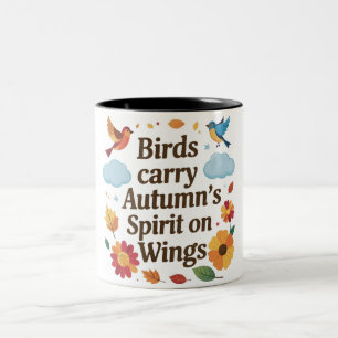 Taza Bicolor Los pájaros portan el espíritu de otoño con las al