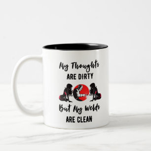 Taza Bicolor Los pensamientos están sucios, los tejidos están