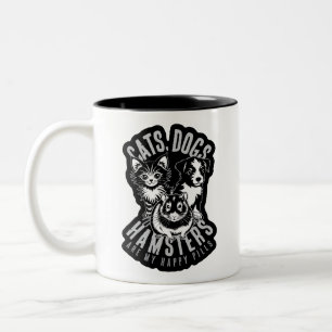 TAZA BICOLOR LOS PERROS DE GATOS HAMSTERS FELICITAN A LOS MASCO
