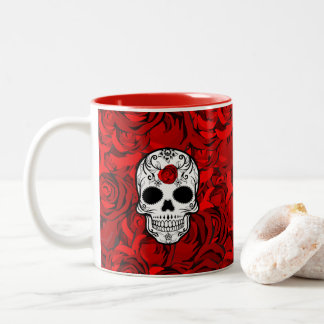 Taza Bicolor Los Rosas son el Día rojo de los Muertos