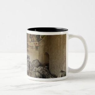 Taza Bicolor Los soldados de los E.E.U.U. duermen en una casa