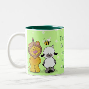 Taza Bicolor Los verdaderos amigos del león y el cordero