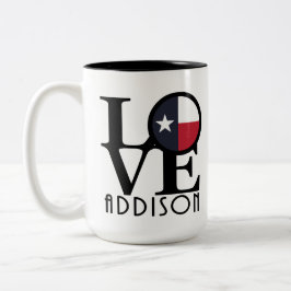 Taza Bicolor LOVE Addison Texas 15 oz