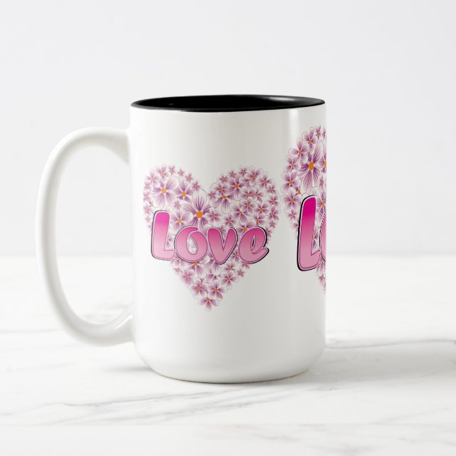 Taza Bicolor Love Daisy Heart Pink (Izquierda)