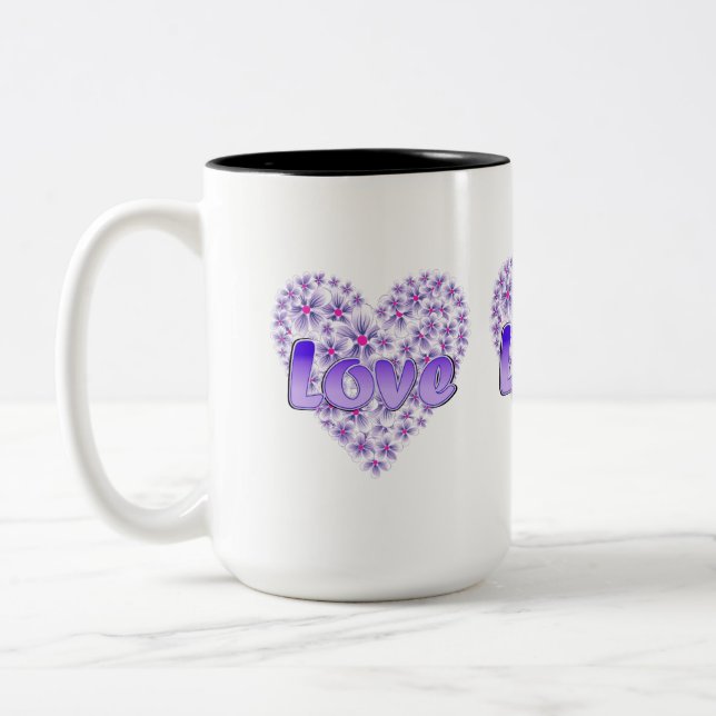 Taza Bicolor Love Daisy Heart Purple (Izquierda)