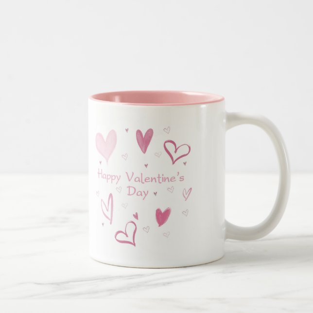 Taza Bicolor Love Heart Doodle Coffee Mug (Derecha)