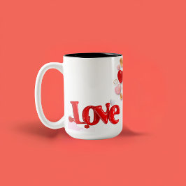Taza Bicolor Love & Hearts Personalizados 