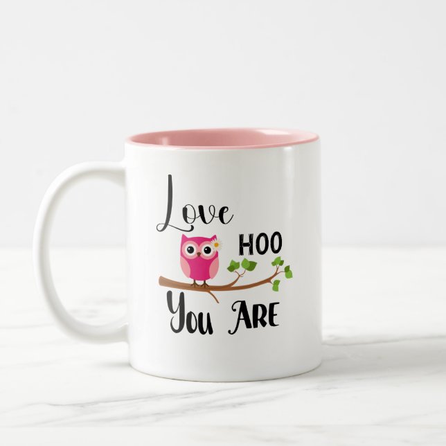 Taza Bicolor Love Hoo You Are Pink Owl Mug (Izquierda)