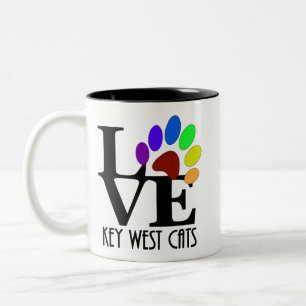 Taza Bicolor LOVE Key West (seis dedos) Gatos 11oz