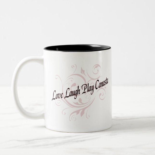 Taza Bicolor Love Laugh Play Canasta Red (Izquierda)