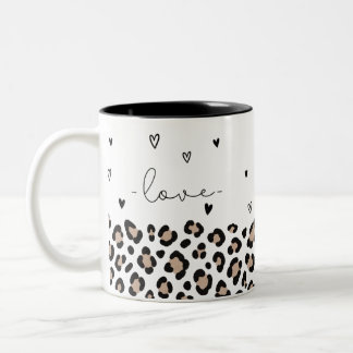 Taza Bicolor Love Leopardenmuster Tasse mit Herzen