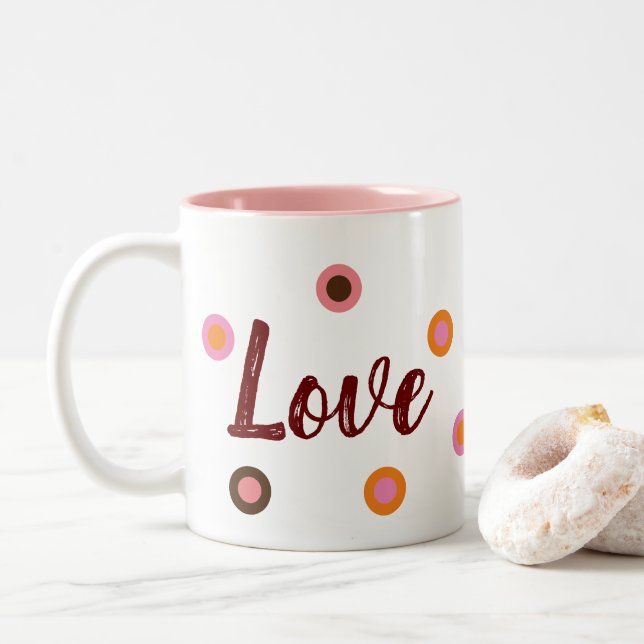 Taza Bicolor Love, Love (Con donut)