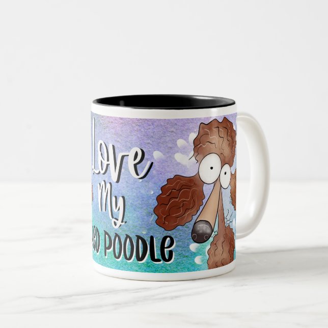 Taza Bicolor Love My Red Poodle Personalizado 11oz (Anverso derecho)