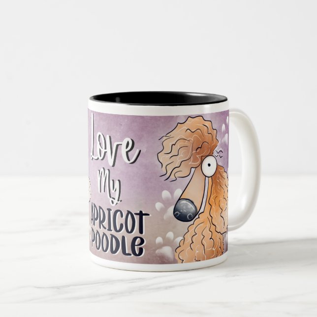 Taza Bicolor Love My Red Poodle Personalizado 11oz (Anverso derecho)
