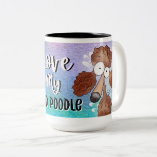 Taza Bicolor Love My Red Poodle Personalizado 15oz