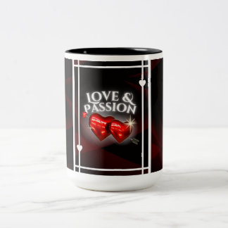 Taza Bicolor Love & Passion Mug - Red Glowing Hearts on Black