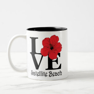 Taza Bicolor LOVE Satellite Beach 11oz Red Hibiscus