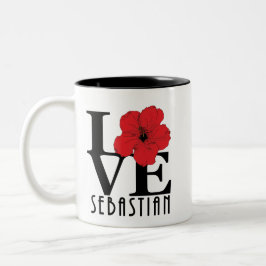 Taza Bicolor LOVE Sebastian 11oz hibisco rojo