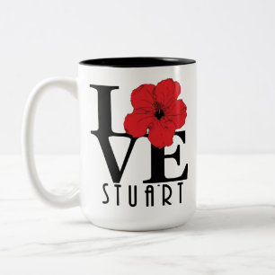 Taza Bicolor LOVE Stuart Red Hibiscus 15oz