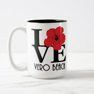 Taza Bicolor LOVE Vero Beach Red Hibiscus 15oz