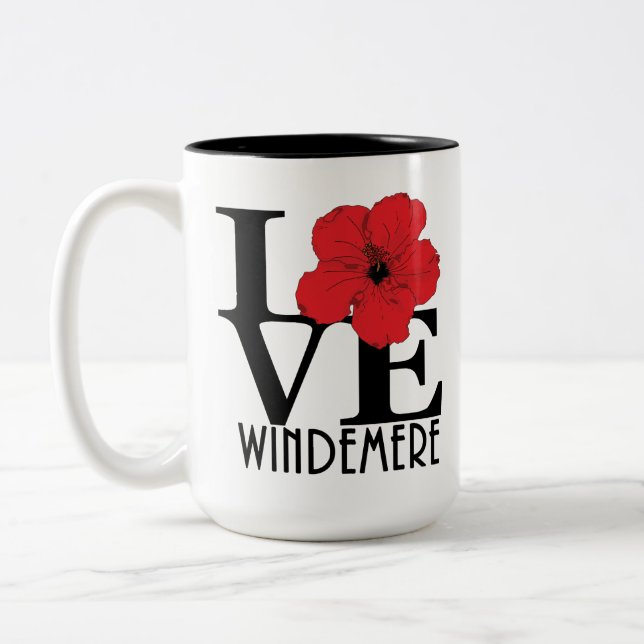 Taza Bicolor LOVE Windemere Hibisco Rojo 15oz (Izquierda)