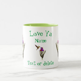 Taza Bicolor Love Ya Hummingbird Iris Personalizado