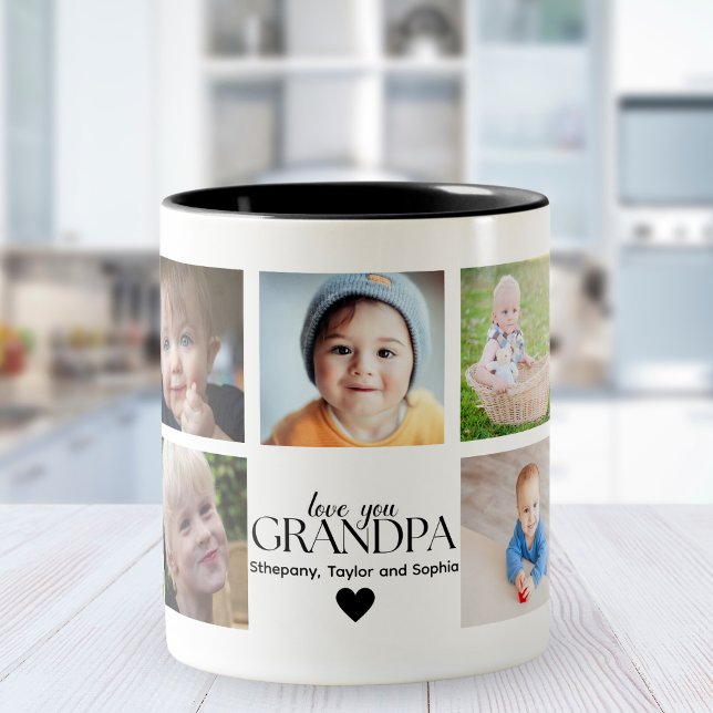 Taza Bicolor Love You Grandpa Cute Collage 9 Photos (Subido por el creador)