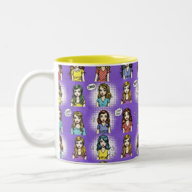 Taza Bicolor Love You, Pop Art, by Natasha Us   (Izquierda)