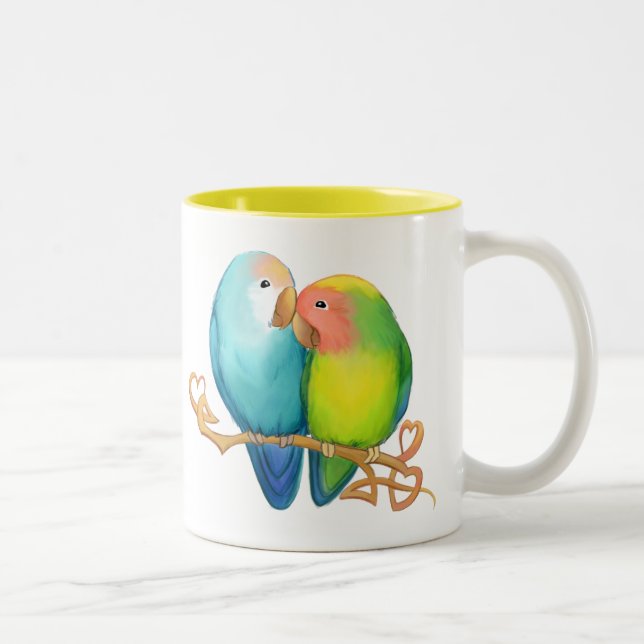 Taza Bicolor Lovebirds coloridos (Derecha)