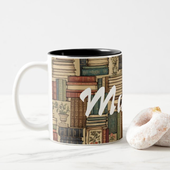 Taza Bicolor Lover de libros (Con donut)