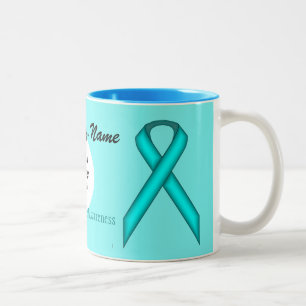 Taza Bicolor Lt Blue/Verde azulada Stnd Ribbon Tmpl por Kenneth