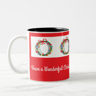 Taza Bicolor Ltc-Red Christmas Coffee Mug With Wreaths