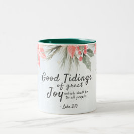 Taza Bicolor Lucas 2:10 Buenas nuevas de gran alegría, Navidade