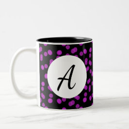 Taza Bicolor Luces Brillantes Patrón de Círculo Púrpura con Ini