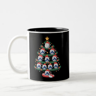 Taza Bicolor Luces de árbol de Navidad de voleibol jugador de d