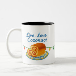 Taza Bicolor Luces de cadena rumanas de Cozonac Viva Ríe