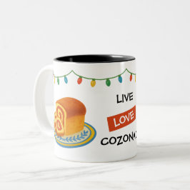 Taza Bicolor Luces de cadena rumanas de Cozonac Viva Ríe