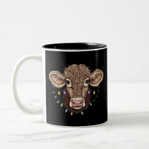 Taza Bicolor Luces de granja de amante de vaca de Navidad Granj