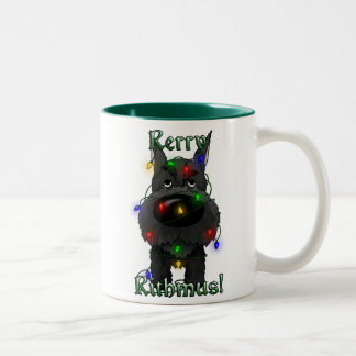 Taza Bicolor Luces de navidad del Schnauzer