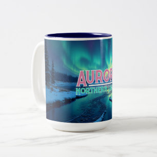 Taza Bicolor Luces del Norte Aurora Boreal