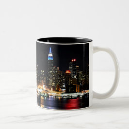 Taza Bicolor Luces hermosas de la noche de Nueva York que